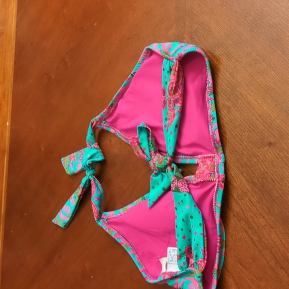 BECCA Halter Bikini Top.Teal pink floral print Size D - Picture 8 of 8